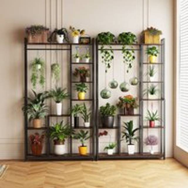 72' Tall Plant Stand Indoor Large Metal Wood Plant Shelf Heavy-Duty Display Rack - Unho