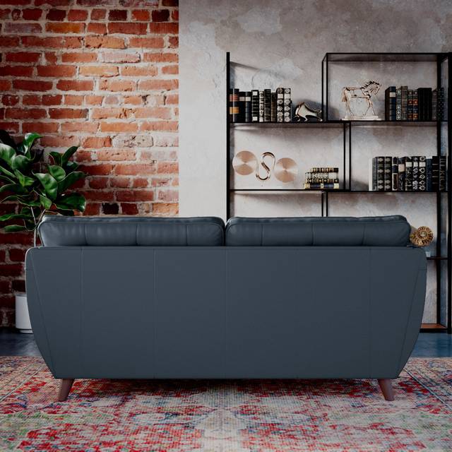 Marylin Leather 3 Seater Sofa - Dark Feet - Navy