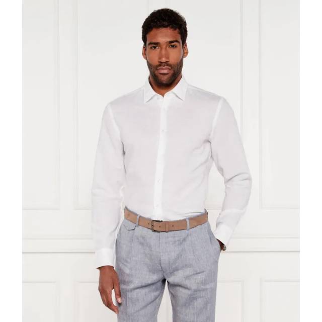BOSS BLACK Hal Cotton/Linen Contrast Shirt White