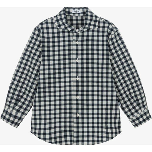Il Gufo Boys Navy Blue Gingham Seersucker Shirt - 4 year