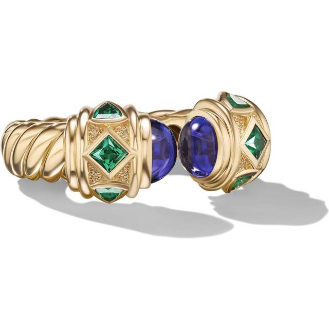 David Yurman - 18kt yellow gold Renaissance tanzanite and tsavorite ring (6.5mm) - women - Tanzanite/18kt Yellow Gold - 6.5