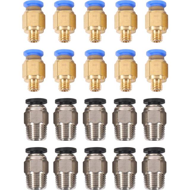 PC4-M10 Straight Pneumatic Fitting Push to Connect + PC4-M6 Quick in Fitting for 3D Printer Bowden Extruder (Pack of 20pcs)