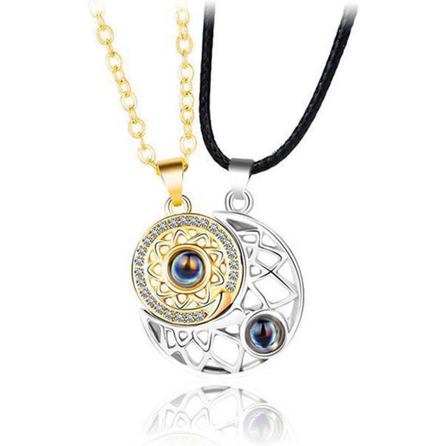 Magnetic Couple Necklace for Him Her Moon Sun Shape Matching Necklace Couple Necklace