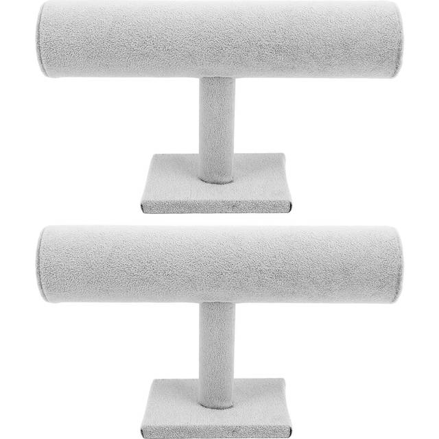 2 Pack Velvet T Bar Bracelet Holder Organizer Jewelry Display Scrunchie Hair Ties Watch Stand For