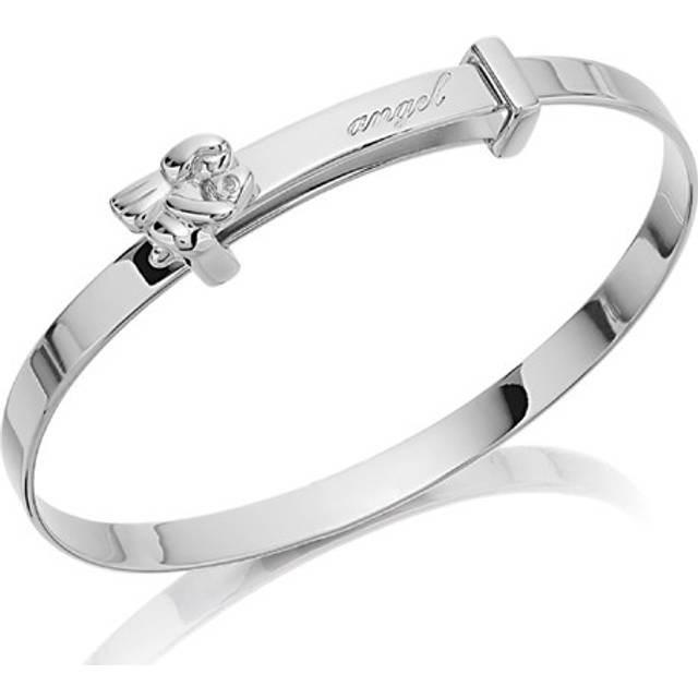 D For Diamond Silver Angel Baby Bangle - D8541