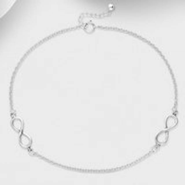 John Greed Signature Silver Large Double Infinity Anklet - silver