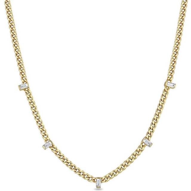 Zoë Chicco - 14kt yellow gold small baguette-diamond necklace - women - 14kt Yellow Gold - One Size