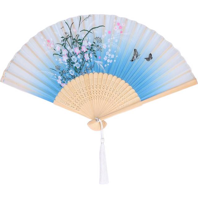 Peony Flower Folding Fan Handmade Unique Floral Folding Hand Fan for Decoration Dance Gift2 Blue