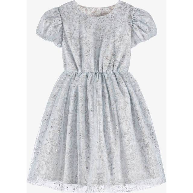 Atelier Choux Paris Girls Blue Toile De Jouy Glitter Dress - 2 year