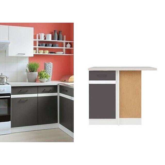 Kitchen corner base cabinet 100cm unit 1000mm right lower cupboard grey junona