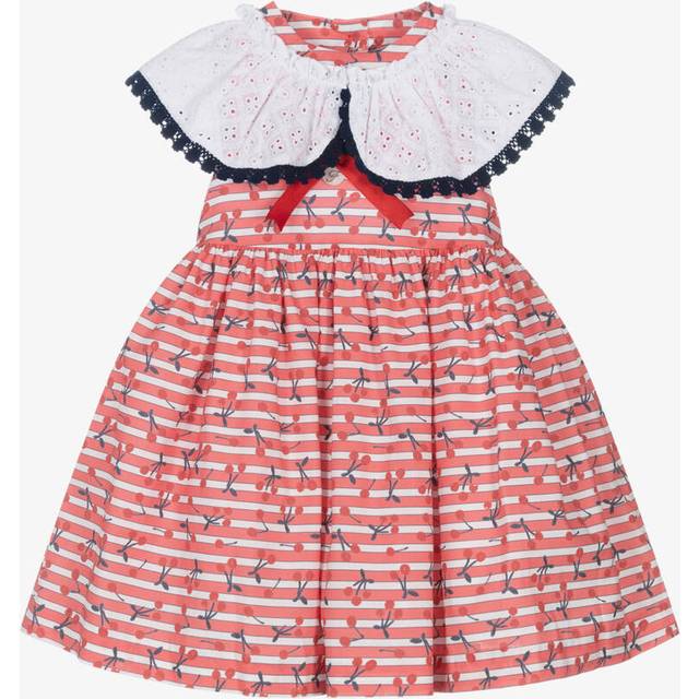 Foque Girls Red Cotton Cherry Print Dress - 12 month