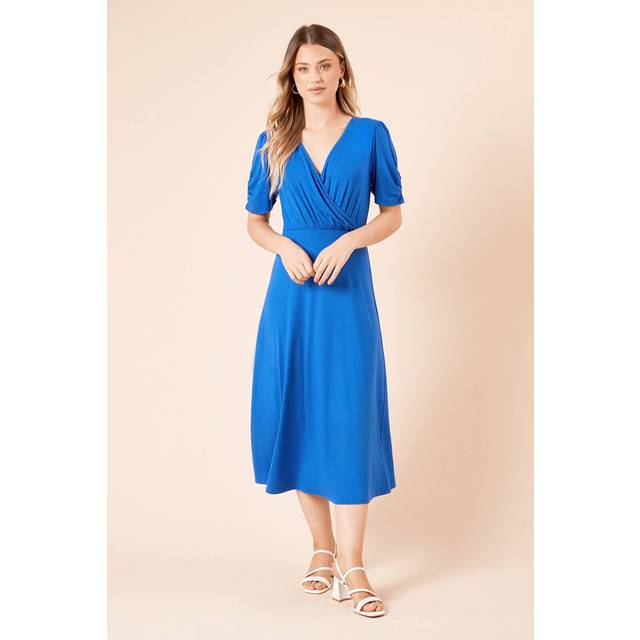 Wrap Front Midi Dress - Cobalt - 10