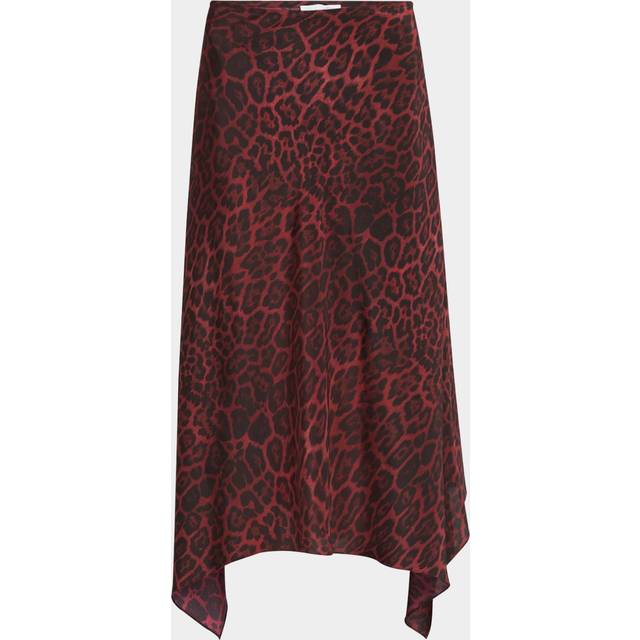 Leopard Print Asymmetric Silk Skirt - BERRY - 42 IT (6 US)