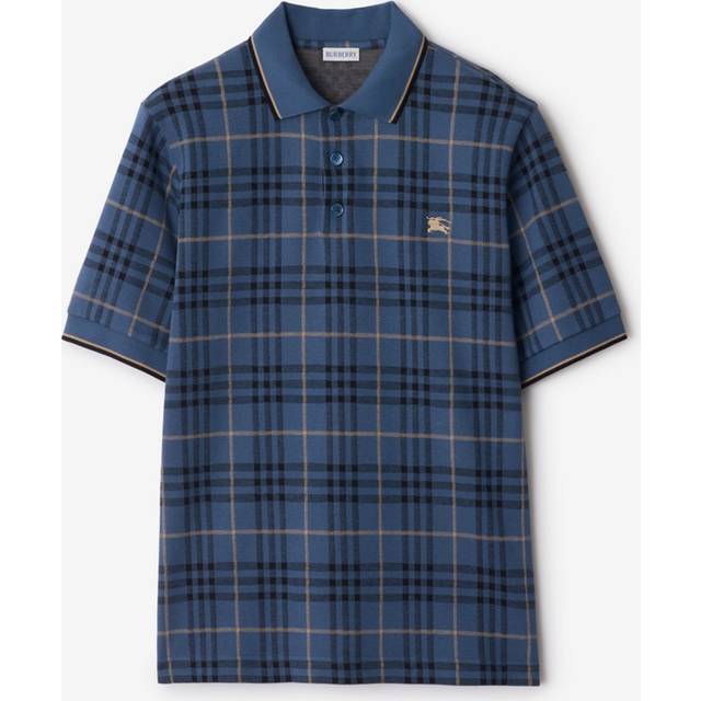 Burberry Check Cotton Polo Shirt - Bay Blue - XL