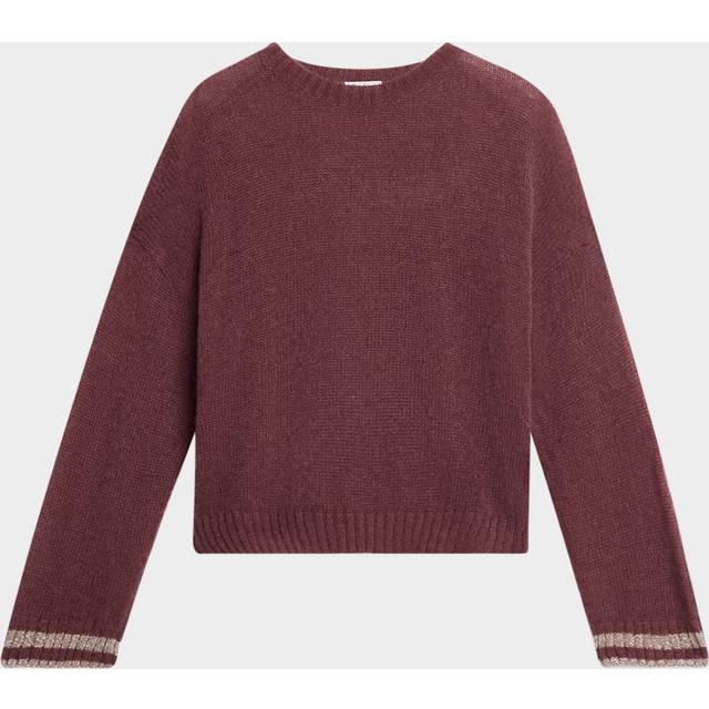 Metallic Varsity-Cuff Mohair Winter Gauze Sweater - CSJ60 PLUM - X-Large