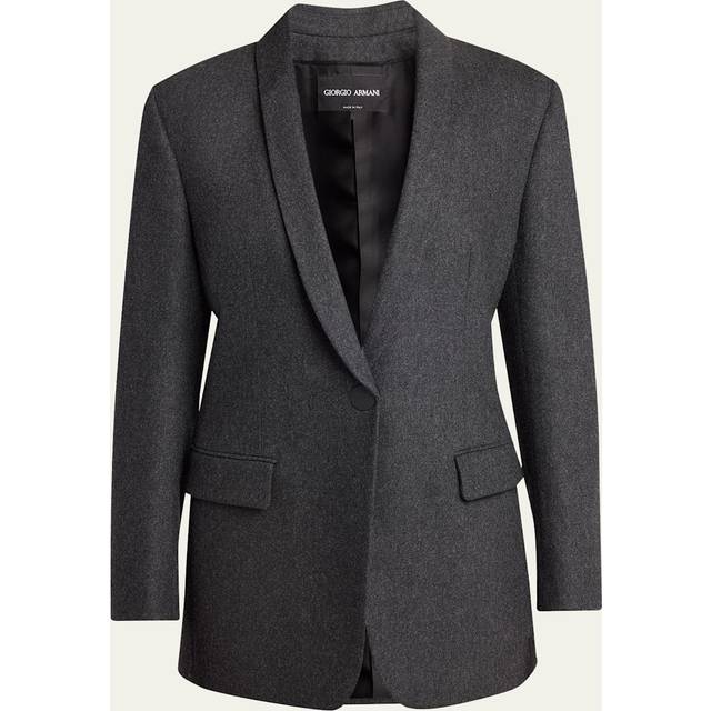 Single-breasted jacket in wool and cashmere flannel