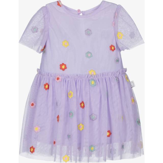 Stella Mccartney Kids Girls Lilac Purple Embroidered Tulle Dress - 24 month