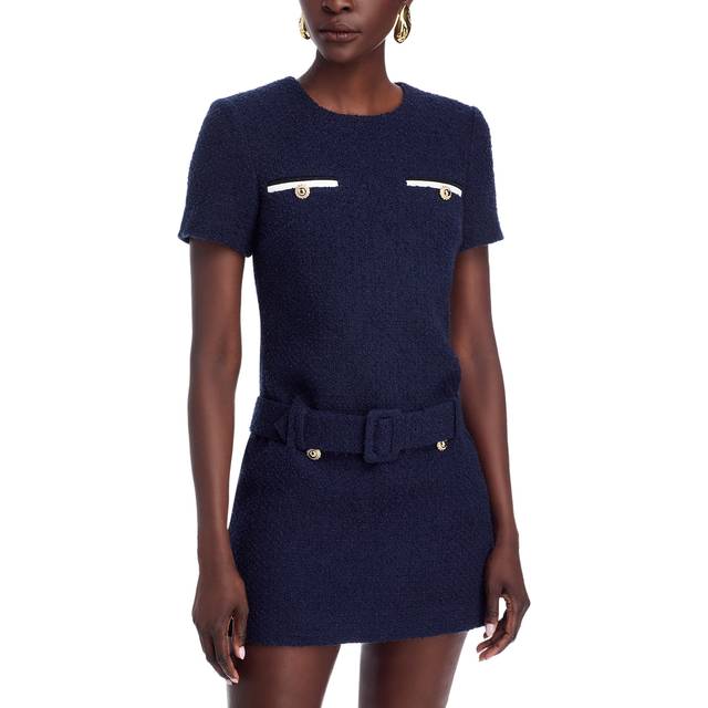 Bouclé Knit Mini Dress - Blue - London-based label Self-Portrait was established in 2013, by Malaysian designer Han Chong, with a focus on offering designs that blended elegance and functionality. Since launching, the brand has experienced a loyal following thanks to its collections of feminine dresses and timeless everyday pieces that can transcend seasons and make you feel great while wearing them.