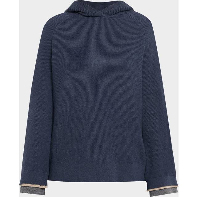 Two-Tone Monili Cuff Wool-Cashmere Knit Hoodie - CEP19 MIDNIGHT - X-Large