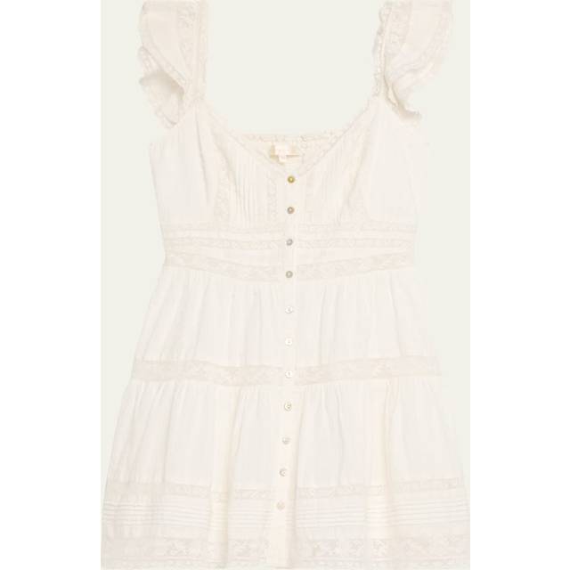 Rietta Cotton Lace-Trimmed Mini Dress - OPTIC WHITE - Medium