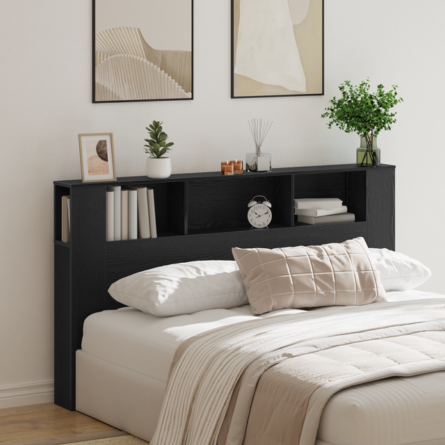 Vidaxl - Headboard Cabinet in Black Oak - 180x18.5x102.5 cm, Made from Engineered Wood