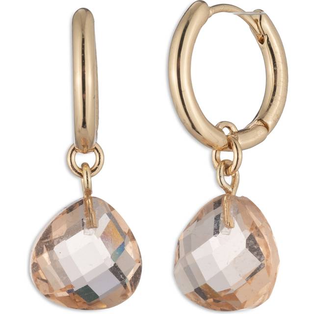 Ralph Lauren Glass Drop Huggie Hoop Earrings, Pink/Gold