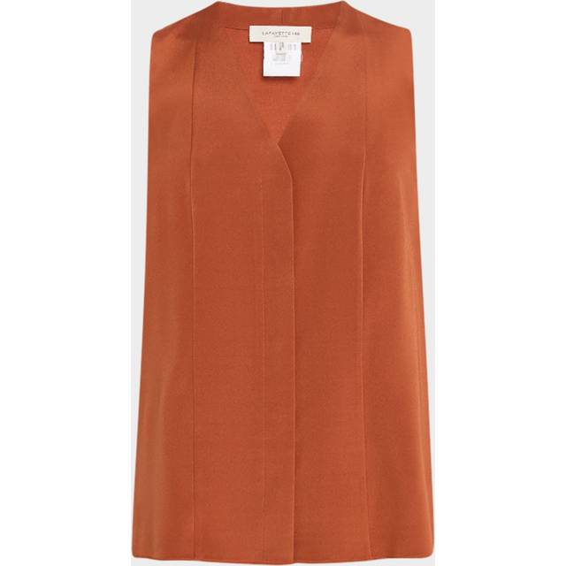 Sleeveless Organic Stretch Silk Blouse - RED TILE - X-Large