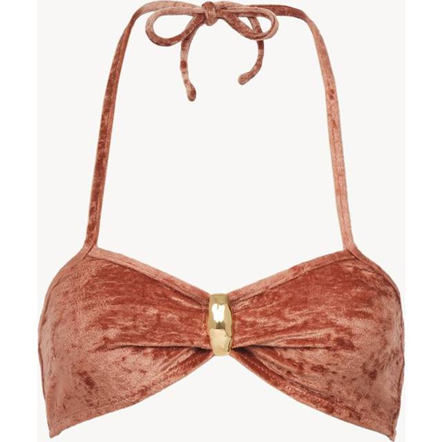 Chloé - Embellished Velvet Halterneck Bikini Top - Orange - FR 44