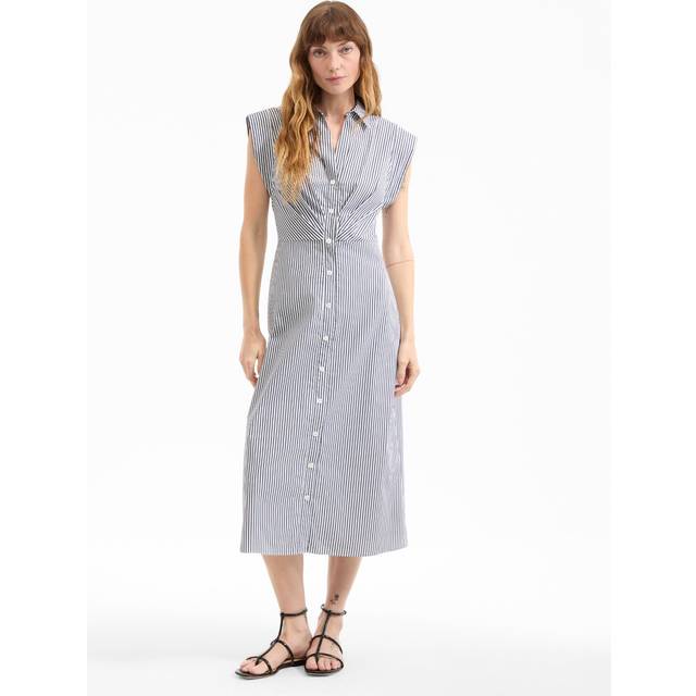 Sleeveless Haydon Striped Shirtdress - NAVY WHITE - 12