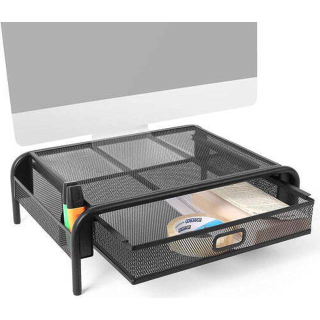 Duronic monitor stand riser with drawer dm072 | laptop and screen platform for d