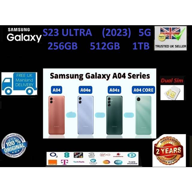 Samsung galaxy a04 a04s a04e 32gb 64gb 128gb unlocked any network sealed