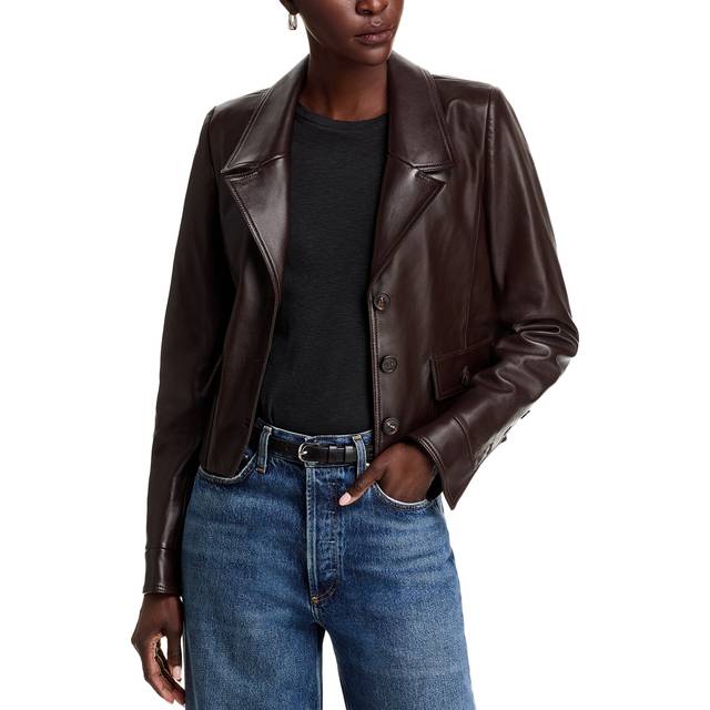 The Leather Cuffed Jacket - DARK BROWN - 2