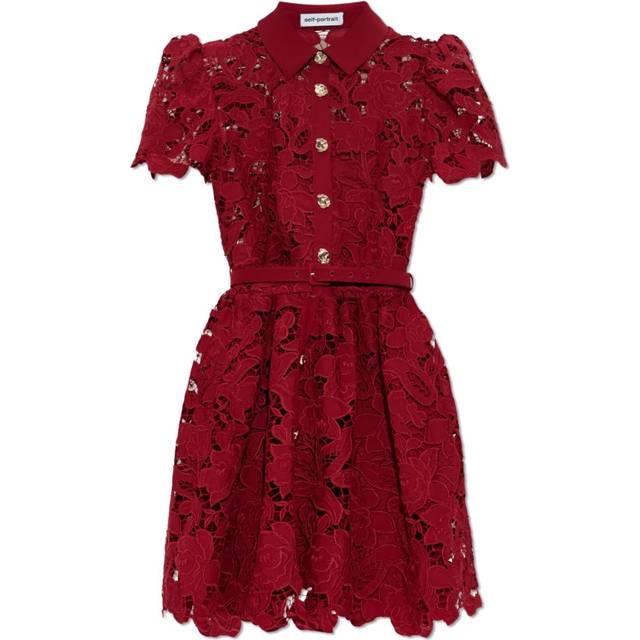 SELF PORTRAIT | Burgundy floral lace mini dress | Women | 6 - red (6)