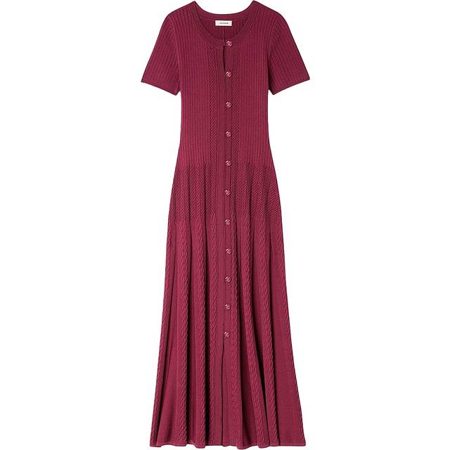 Robe longue en maille - Bordeaux - 34