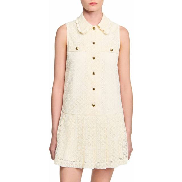 Robe courte en dentelle - Ecru - 36
