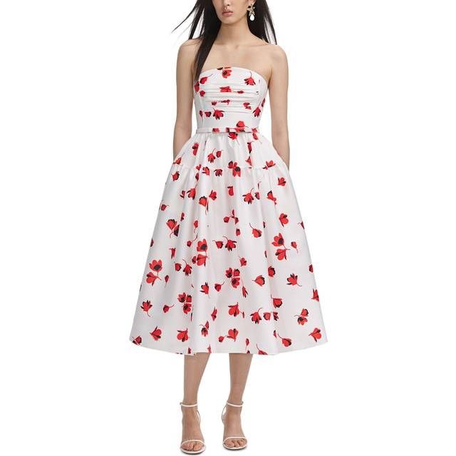 Self-Portrait Floral ruched taffeta midi dress - white (UK 8)