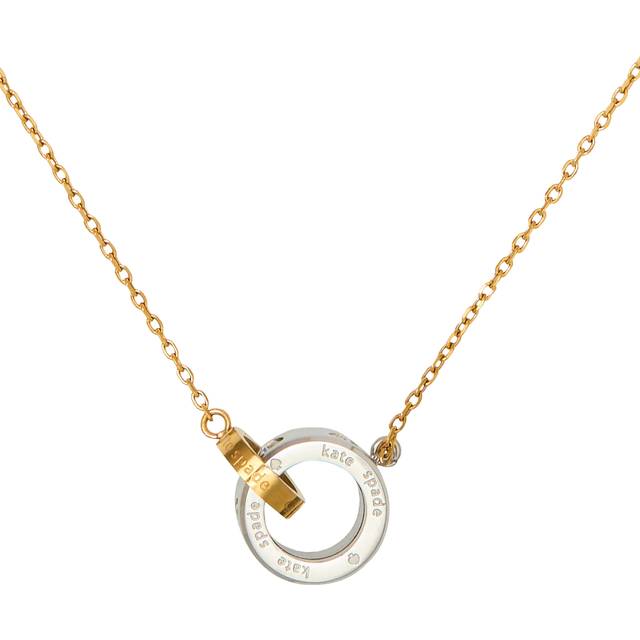 kate spade new york Cubic Zirconia Interlink Pendant Necklace, Clear/Two Tone
