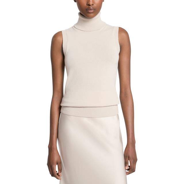 Sleeveless Cashmere Turtleneck - OYSTER - Small
