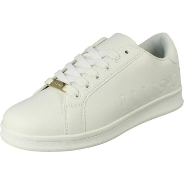 Ladies elle sport lace up plain full white casual trainers shoes "f7r304"