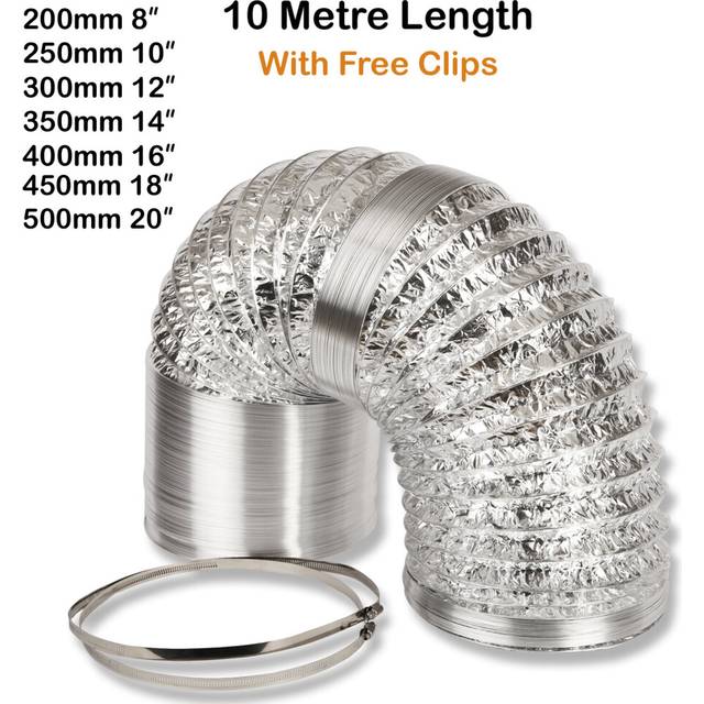 "(400mm x 10m (16"")) Air Ducting Aluminium Foil Flexible Ventilation Fan Duct Extractor"