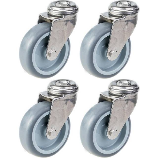"75mm 3"" stainless steel castor grey rubber, swivel, 240kg, set of 4"
