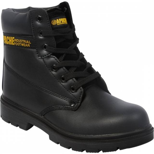 Apache AP300 Black 6 Eye Safety Boot - Size 6 - black