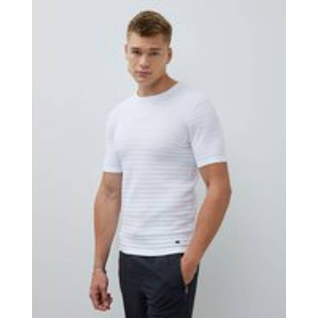 Mens River Island White Muscle Fit Textured T-Shirt