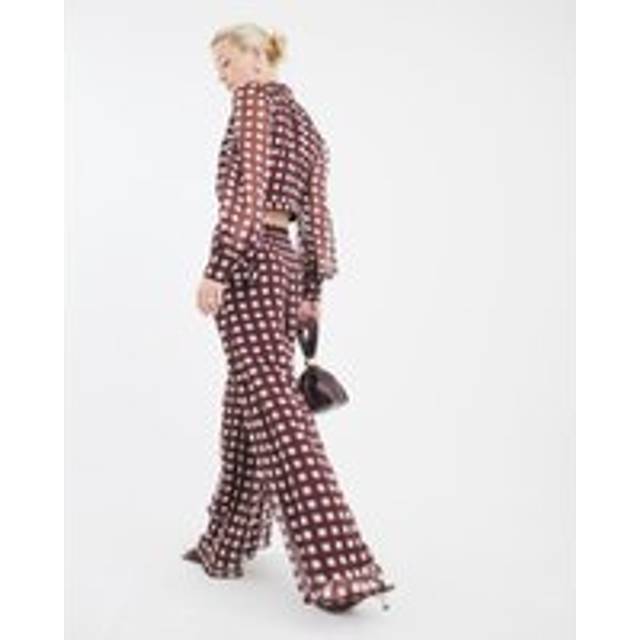 River Island Womens Brown Gingham Wide Leg Trousers - 6