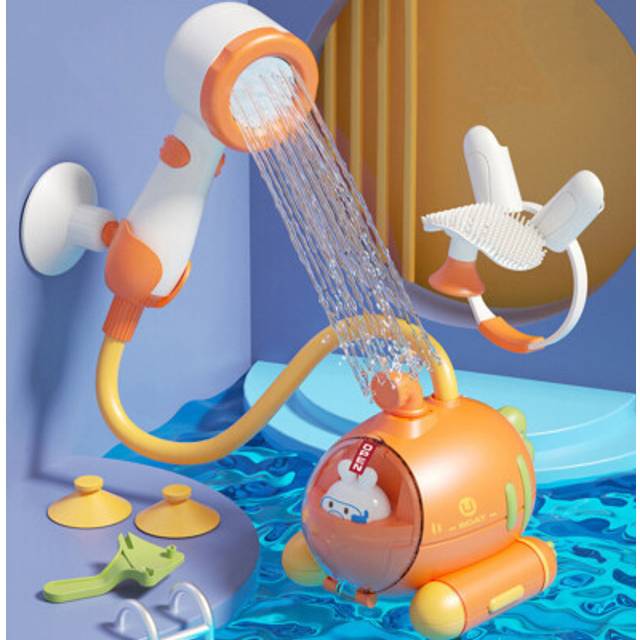 Electric baby bath toy with shower head radish water squirt sprinkler bathtub^