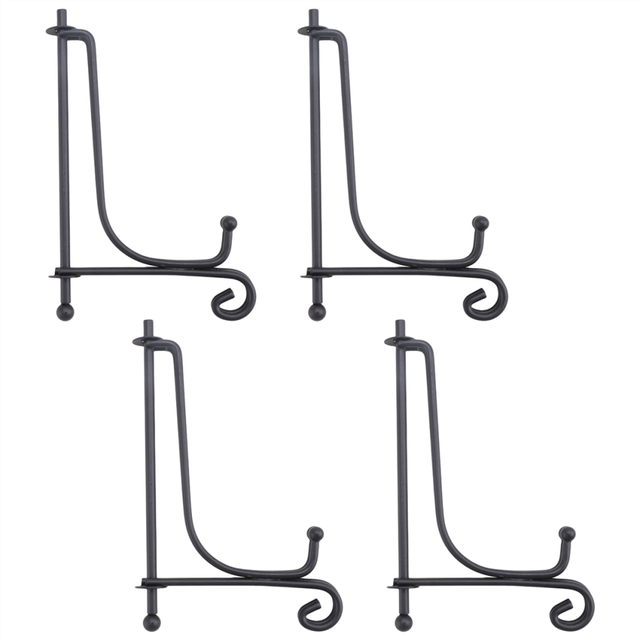 (4 pack)Iron Display Stand, Easel Plate Photo Holder Displays Picture Frames, Cookbooks, Decorative Plates, Tablets and Art 4 Inch