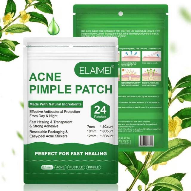 24x Acne Pimple Patches, Invisible Hydrocolloid Spot Treatment Stickers for Blemish & Scar Care