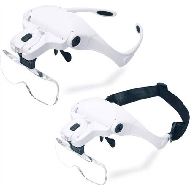 Hands free headband magnifying glass head magnifier with 2 led light watch hobby
