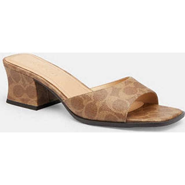 Sculpted C Block Heel Sandal In Signature Canvas - Tan - 7