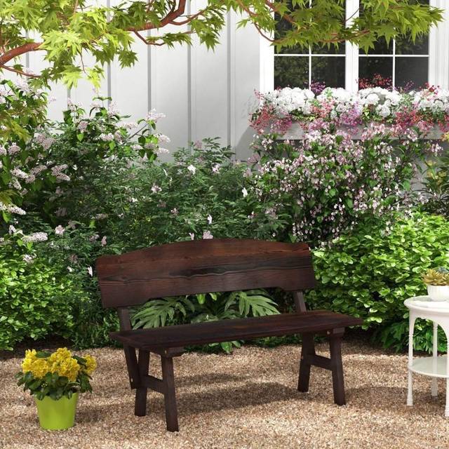 Väderbeständig trädgårdsbänk med ryggstöd rymmer upp till 325 kg Parkbänk 120 x 51 x 78 cm